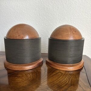 Art‎ Deco Bookends Guiberson A-1020 Engine Fins Wood Metal Aviation 1940s Dallas